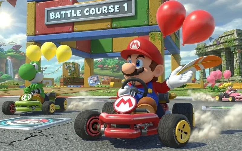 Mario Kart 8 Deluxe Switch NSP Mario and Yoshi racing karts