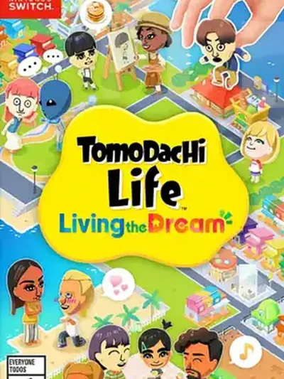 Tomodachi Life: Living the Dream Switch NSP Update Nintendo Switch cover featuring Mii characters on a colorful island