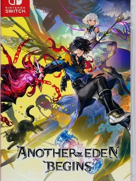 Another Eden Begins Switch NSP Nintendo Switch box art featuring the protagonist, a white-haired mage, and a black cat