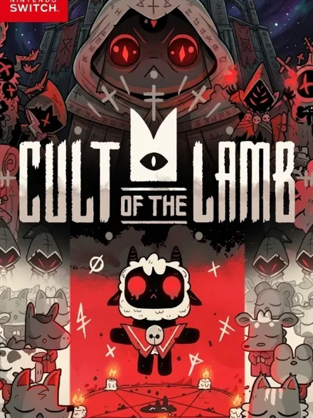 Cult of the Lamb Switch NSP official Nintendo Switch box art with horned lamb and cult followers