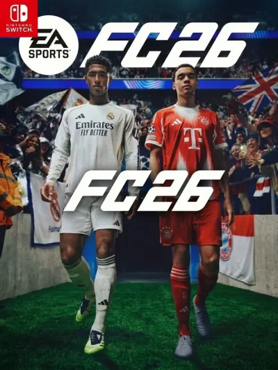 EA SPORTS FC 26 Switch NSP cover featuring Bellingham and Musiala