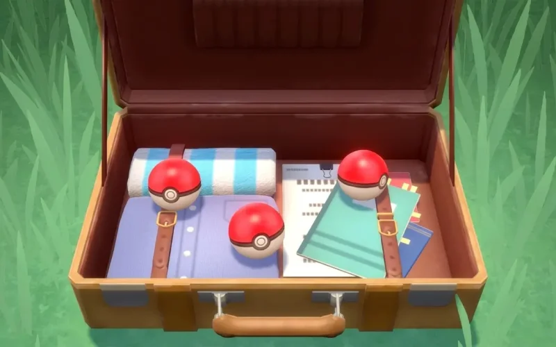 Pokemon Shining Pearl Switch NSP Poké Balls and adventure equipment stored inside a case