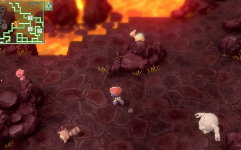 Pokemon Shining Pearl Switch NSP Pokémon trainer exploring a volcanic cave area with Pokémon