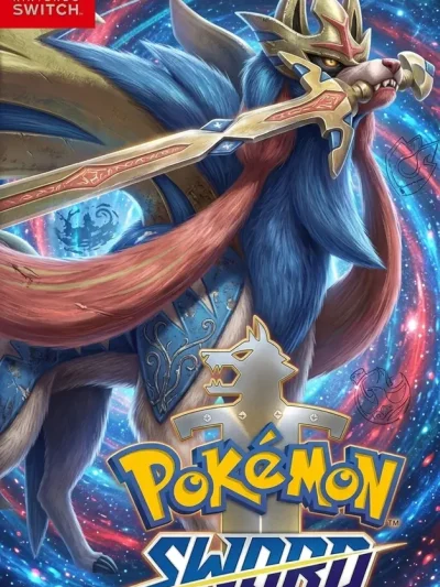 Pokémon Sword Switch NSP official Nintendo Switch box art featuring Zacian legendary Pokemon