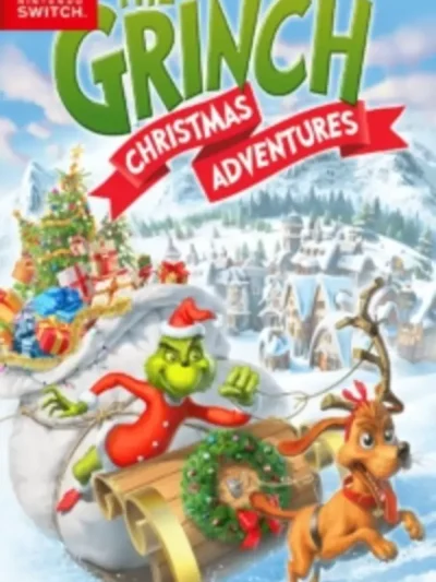 The Grinch Christmas Adventures Switch NSP The Grinch Christmas Adventures Nintendo Switch cover showing the Grinch and Max on a sleigh loaded with presents in snowy Whoville
