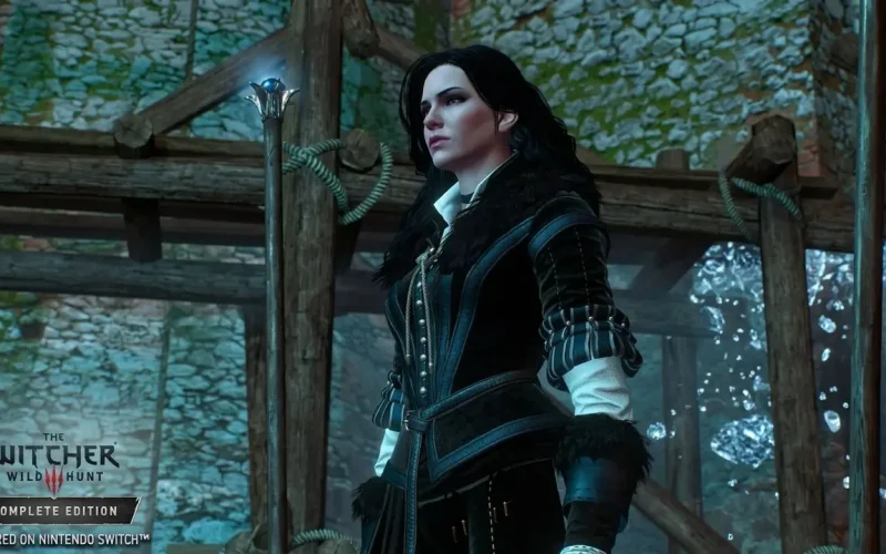 The Witcher 3 Wild Hunt Switch NSP Yennefer of Vengerberg standing in dim stone and wood chamber