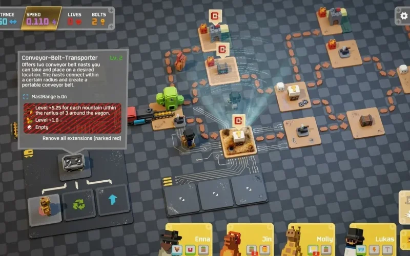 Unrailed 2: Back on Track Switch NSP Conveyor Belt Transporter upgrade card with level bonuses