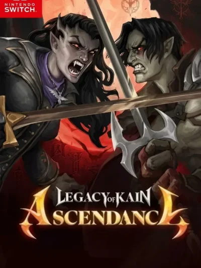 Legacy of Kain: Ascendance Switch NSP Legacy of Kain Ascendance Nintendo Switch cover art showing two vampire characters clashing swords over a red battlefield